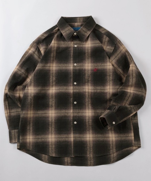 BEVERLY HILLS POLO CLUB（ビバリーヒルズポロクラブ）の「【71】【BEVERLY HILLS POLO CLUB/ビバリーヒルズポロクラブ】レギュラーカラー ネルチェックシャツ/ネルシャツ/ドロップショルダー/オンブレチェック/アメカジ/ユニセックス/レディース/メンズ（シャツ/ブラウス・メンズ・ブラウン/ブラック/サックスブルー/オフホワイト・M/L/XL）」の2枚目の写真