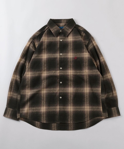 BEVERLY HILLS POLO CLUB（ビバリーヒルズポロクラブ）の「【71】【BEVERLY HILLS POLO CLUB/ビバリーヒルズポロクラブ】レギュラーカラー ネルチェックシャツ/ネルシャツ/ドロップショルダー/オンブレチェック/アメカジ/ユニセックス/レディース/メンズ（シャツ/ブラウス・メンズ・ブラウン/ブラック/サックスブルー/オフホワイト・M/L/XL）」の5枚目の写真
