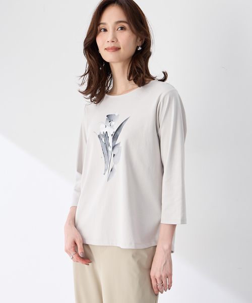 A/C DESIGN BY ALPHA CUBIC(エーシーデザインバイアルファキュービック)の「【藤井桜子さんコラボ】グラフィックプリント7分袖Tシャツ(Tシャツ/カットソー・レディース・ブラウン/ネイビー/ライトグレー・LL/M/L/3L)」の19枚目の写真