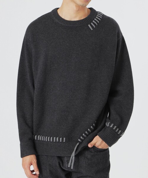 LOVELESS（ラブレス）の「【UNISEX】ポイントスレッドプルオーバーニット（ニット/セーター・メンズ・グリーン系その他3/オフホワイト/グレー系その他/ブラック・M/L）」の6枚目の写真