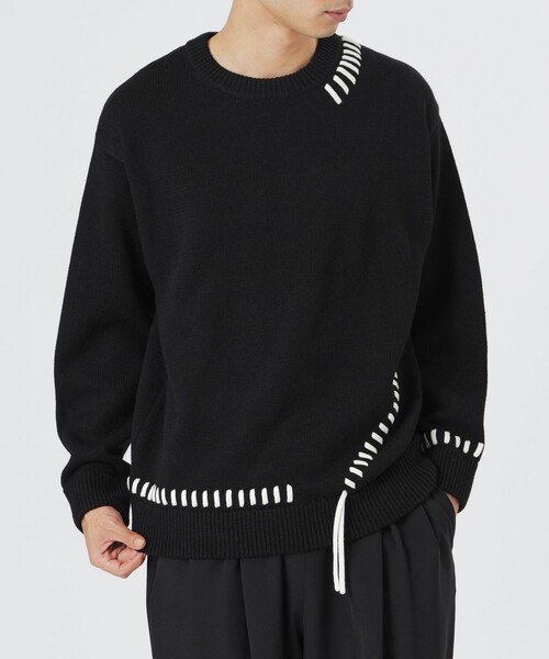 LOVELESS（ラブレス）の「【UNISEX】ポイントスレッドプルオーバーニット（ニット/セーター・メンズ・グリーン系その他3/オフホワイト/グレー系その他/ブラック・M/L）」の7枚目の写真