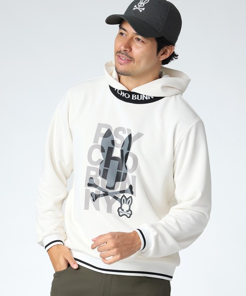 Psycho Bunny（サイコバニー）の「[GOLF]ネックジャガードロゴ ミックスプリントパーカ（パーカー・メンズ・ブラック/ホワイト/ライトグレー・X-LARGE/LARGE/MEDIUM）」の2枚目の写真