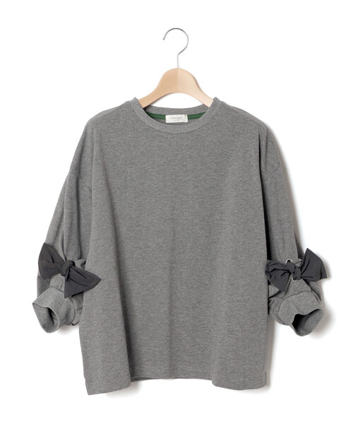 LIBERCORE par BEBE(リベルコアパルベベ)の「BIGリボンモチーフバルーンスリーブ天竺6分袖Tシャツ 親子お揃い 大人(140~160cm)(Tシャツ/カットソー・レディース・グレー/ブラウン・M/S)」の8枚目の写真