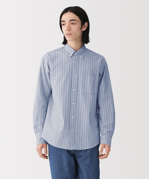 無印良品（ムジルシリョウヒン）の「紳士　洗いざらしオックスボタンダウン長袖シャツ（シャツ/ブラウス・メンズ・ホワイト/ネイビー/サックスブルー/ダークグレー/カーキ系/ブルー系/スモーキーグリーン系・S/M/L/XL）」の7枚目の写真