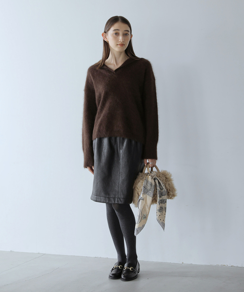 La TOTALITE(ラトータリテ)の「アンゴラブレンドスキッパーニット(ニット/セーター・レディース・ホワイト/ブラウン/ブラック・FREE)」の9枚目の写真