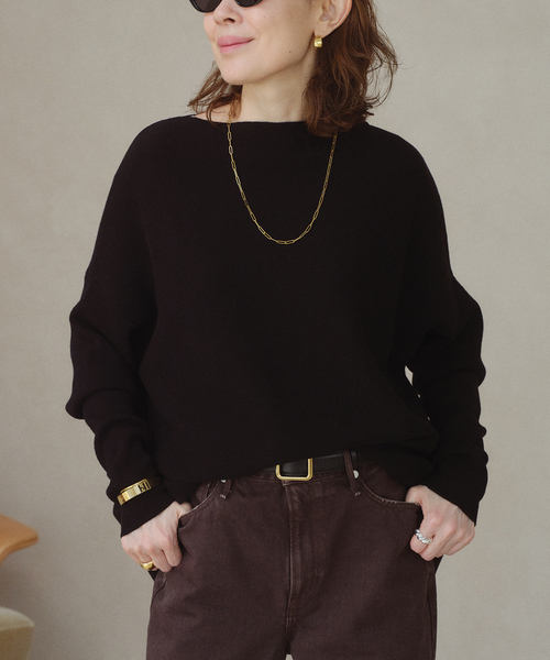 VERMEIL par iena（ヴェルメイユパーイエナ）の「ボートネックプルオーバー（ニット/セーター・レディース・ホワイト/ブラック/グレー・FREE）」の8枚目の写真