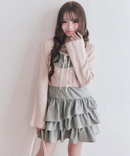 OLIVE des OLIVE(オリーブデオリーブ)の「ケーブルカーデとキャミワンピのセット(ワンピース・レディース・グレー/ブラウン/ブラック・FREE)」の18枚目の写真