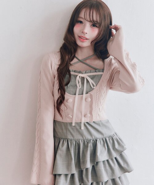 OLIVE des OLIVE(オリーブデオリーブ)の「ケーブルカーデとキャミワンピのセット(ワンピース・レディース・グレー/ブラウン/ブラック・FREE)」の19枚目の写真