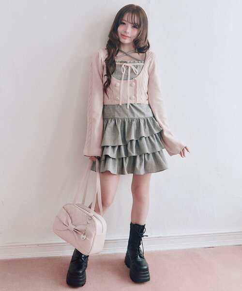 OLIVE des OLIVE(オリーブデオリーブ)の「ケーブルカーデとキャミワンピのセット(ワンピース・レディース・グレー/ブラウン/ブラック・FREE)」の21枚目の写真