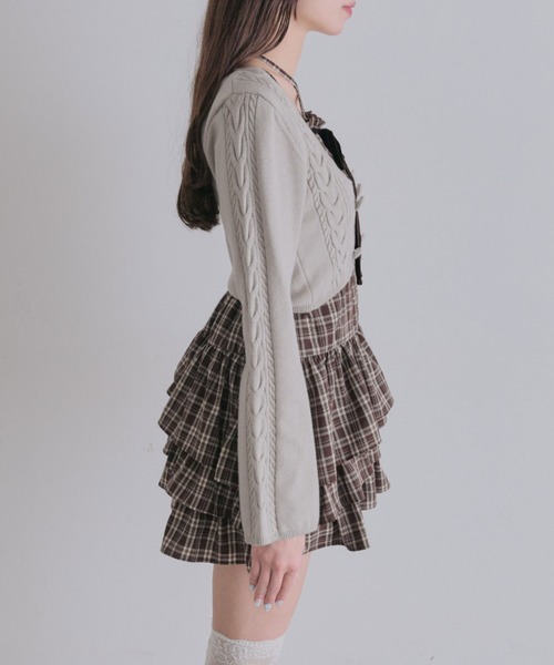 OLIVE des OLIVE(オリーブデオリーブ)の「ケーブルカーデとキャミワンピのセット(ワンピース・レディース・グレー/ブラウン/ブラック・FREE)」の10枚目の写真