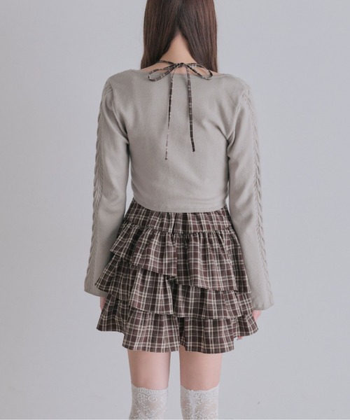 OLIVE des OLIVE(オリーブデオリーブ)の「ケーブルカーデとキャミワンピのセット(ワンピース・レディース・グレー/ブラウン/ブラック・FREE)」の11枚目の写真