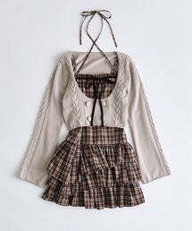 OLIVE des OLIVE（オリーブデオリーブ）の「ケーブルカーデとキャミワンピのセット（ワンピース）」