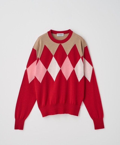 JOHN SMEDLEY(ジョンスメドレー)の「アーガイル柄クルーネック長袖ニットプルオーバー(ニット/セーター・レディース・その他・S)」の1枚目の写真