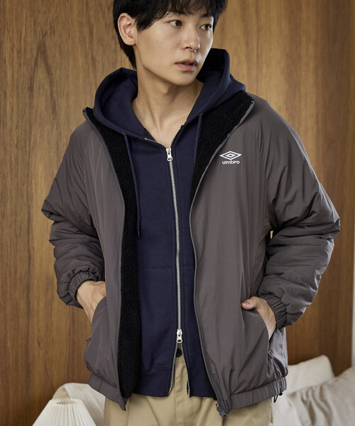UMBRO（アンブロ）の「UMBRO × PUBLUX/アンブロ 別注 ボア フリース × ナイロン リバーシブル ジャケット　限定展開（ブルゾン・メンズ・チャコールグレー/ネイビー/ブラック・LARGE/MEDIUM）」の12枚目の写真