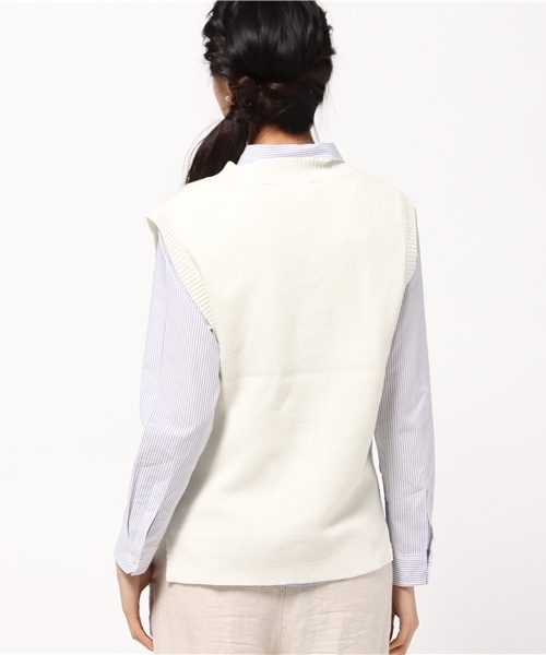 VENCEEXCHANGE（ヴァンスエクスチェンジ）の「ミラノリブ重ねVベスト（ベスト・レディース・ブラック/オフホワイト/グレー・MEDIUM）」の6枚目の写真