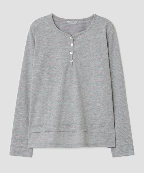 TYPESERVICE（タイプサービス）の「パイピングヘンリーネックトップ[グレー]（Tシャツ/カットソー・レディース・その他・FREE）」の2枚目の写真