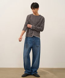 ヴィンテージテクスチャーストレートデニムパンツ (MEDIUM INDIGO)