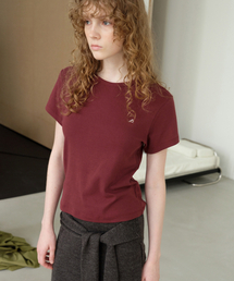 All-day Cotton Rib T-shirt - Cranberry Burgundy