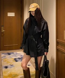ウエストリボン付きショートジャケット