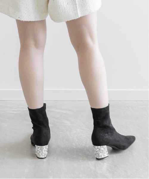 RANDA（ランダ）の「ジュエリーヒールショートブーツ（ブーツ・レディース・ベージュ/ブラック・S/M/L/LL）」の22枚目の写真