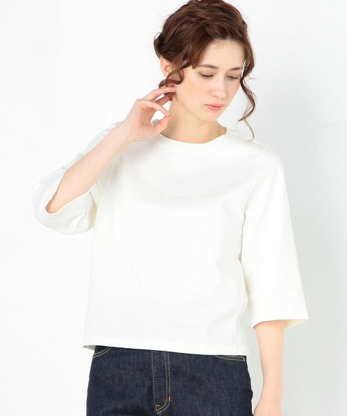 Another Edition(アナザーエディション)の「シンプルショートTシャツ/AEBC CO ショートT◆(Tシャツ/カットソー・レディース・オフホワイト/ライトグレー/オレンジ/ネイビー・FREE)」の2枚目の写真