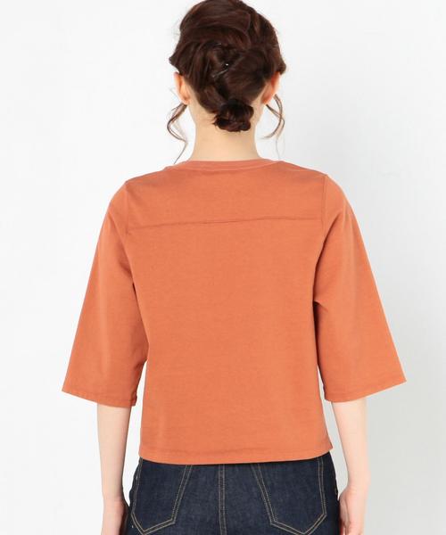 Another Edition(アナザーエディション)の「シンプルショートTシャツ/AEBC CO ショートT◆(Tシャツ/カットソー・レディース・オフホワイト/ライトグレー/オレンジ/ネイビー・FREE)」の5枚目の写真