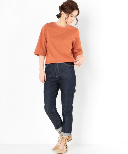 Another Edition(アナザーエディション)の「シンプルショートTシャツ/AEBC CO ショートT◆(Tシャツ/カットソー・レディース・オフホワイト/ライトグレー/オレンジ/ネイビー・FREE)」の8枚目の写真