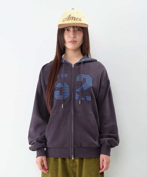 AMESWORLDWIDE(アメスワールドワイド)の「52 ストライプアップリケ フーディー ジップアップ パープル(パーカー・レディース・その他・SMALL/MEDIUM/LARGE)」の8枚目の写真