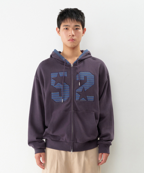 AMESWORLDWIDE(アメスワールドワイド)の「52 ストライプアップリケ フーディー ジップアップ パープル(パーカー・レディース・その他・SMALL/MEDIUM/LARGE)」の9枚目の写真
