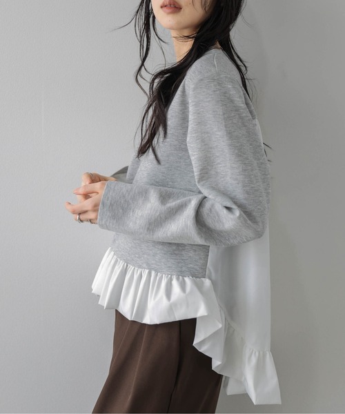 La-gemme（ラジェム）の「異素材ドッキングトップス/前後差シルエット/レイヤード風（その他トップス・レディース・グレー/ブラック・フリー）」の18枚目の写真