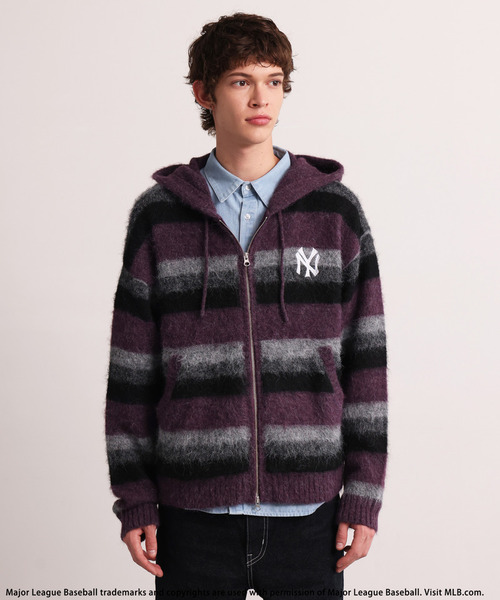 BACK TO THE FIELD(バック トゥー ザ フィールド)の「【MLB】Knit Zip Hoodie(ニット/セーター・メンズ・ブラック/パープル/イエロー・LARGE/MEDIUM)」の1枚目の写真