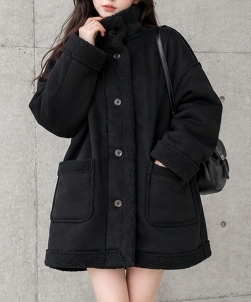 GLAMOROUS JANE(グラマラスジェーン)の「フェイクムートンスタンドジャケット(ムートンコート・レディース・アイボリー/ブラウン/ブラック/チャコールグレー・FREE)」の8枚目の写真