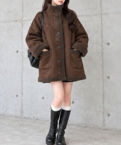 GLAMOROUS JANE(グラマラスジェーン)の「フェイクムートンスタンドジャケット(ムートンコート・レディース・アイボリー/ブラウン/ブラック/チャコールグレー・FREE)」の18枚目の写真