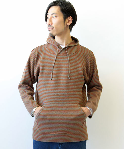 FREDY&GLOSTER（フレディアンドグロスター）の「ミラノリブボーダーパーカー（ニット/セーター・メンズ・グレー/ブラウン・M/L）」の12枚目の写真