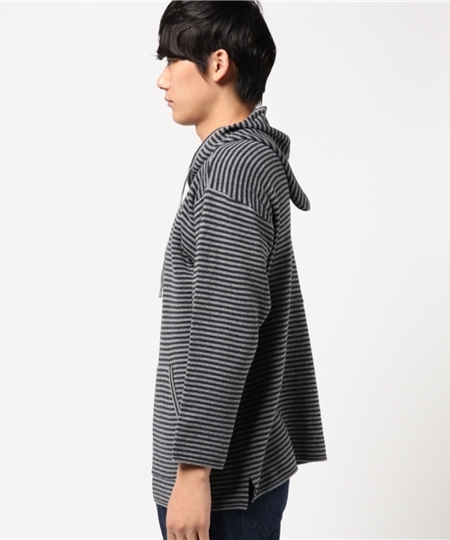 FREDY&GLOSTER（フレディアンドグロスター）の「ミラノリブボーダーパーカー（ニット/セーター・メンズ・グレー/ブラウン・M/L）」の4枚目の写真