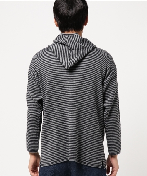 FREDY&GLOSTER（フレディアンドグロスター）の「ミラノリブボーダーパーカー（ニット/セーター・メンズ・グレー/ブラウン・M/L）」の5枚目の写真