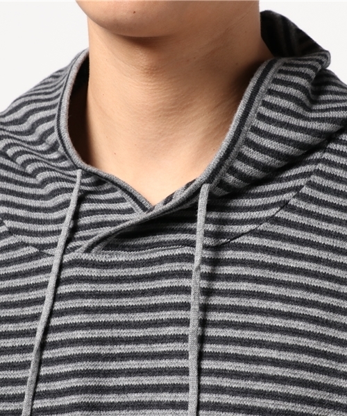 FREDY&GLOSTER（フレディアンドグロスター）の「ミラノリブボーダーパーカー（ニット/セーター・メンズ・グレー/ブラウン・M/L）」の6枚目の写真