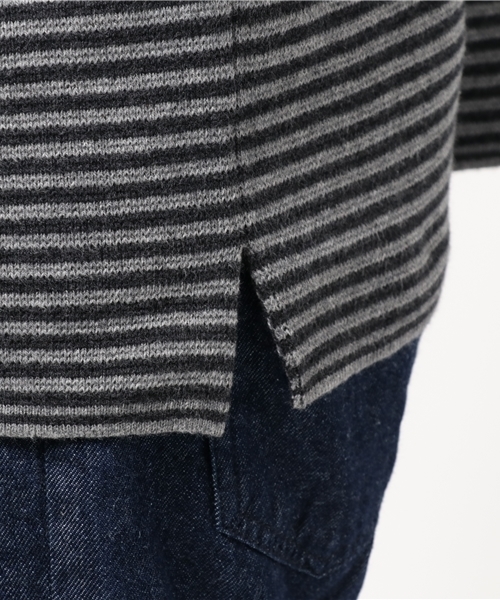 FREDY&GLOSTER（フレディアンドグロスター）の「ミラノリブボーダーパーカー（ニット/セーター・メンズ・グレー/ブラウン・M/L）」の8枚目の写真