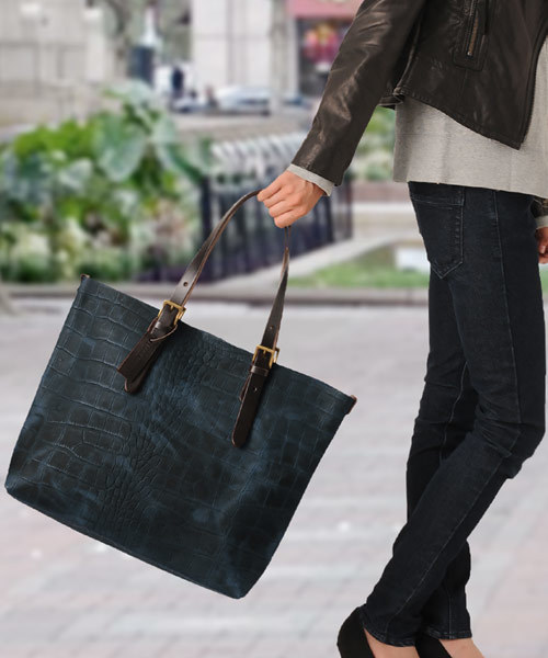 HALEINE クロコダイル風トートバッグ 中型 HALEINE クロコダイル風トートバッグ 中型 HALEINE（アレンヌ） 日本製