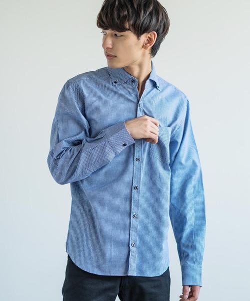 Rocky Monroe（ロッキーモンロー）の「国産長袖ボタンダウンギンガムチェックシャツ（シャツ/ブラウス・メンズ・ネイビー/ブルー系その他/レッド/レッド系その他/ブルー/ブラック系その他/ブラック/ブルー系その他2/ブラック系その他2/ブルー系その他3/ブルー系その他4/レッド系その他2・L/M/LL）」の7枚目の写真