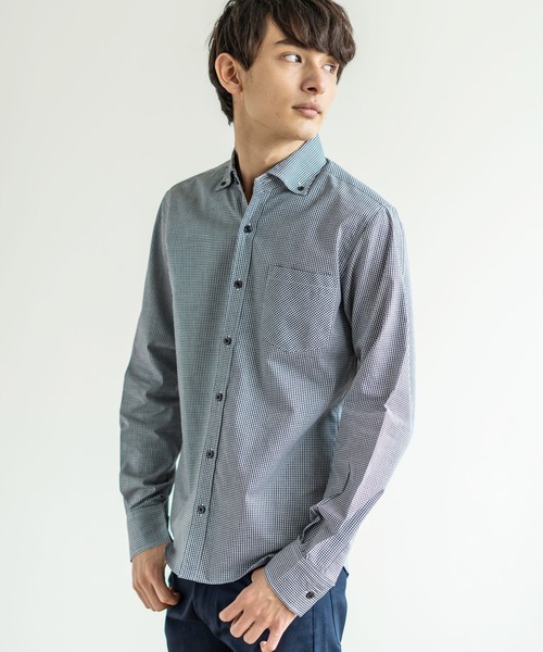 Rocky Monroe（ロッキーモンロー）の「国産長袖ボタンダウンギンガムチェックシャツ（シャツ/ブラウス・メンズ・ネイビー/ブルー系その他/レッド/レッド系その他/ブルー/ブラック系その他/ブラック/ブルー系その他2/ブラック系その他2/ブルー系その他3/ブルー系その他4/レッド系その他2・L/M/LL）」の2枚目の写真