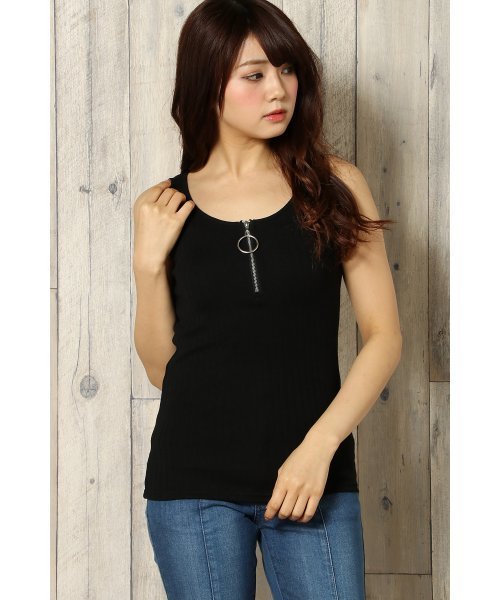 VENCEEXCHANGE(ヴァンスエクスチェンジ)の「サークルファスナージップタンクトップ(タンクトップ・レディース・オフホワイト/ブラック/オリーブ・MEDIUM)」の10枚目の写真