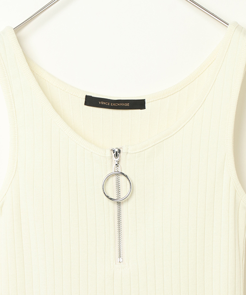 VENCEEXCHANGE(ヴァンスエクスチェンジ)の「サークルファスナージップタンクトップ(タンクトップ・レディース・オフホワイト/ブラック/オリーブ・MEDIUM)」の16枚目の写真