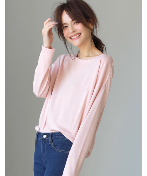 Re:EDIT（リエディ）の「[ワードローブの主役に！]オーバーサイズベーシックカットソートップス/カットソー・Tシャツ[リエディ]（Tシャツ/カットソー・レディース・ホワイト/カーキオリーブ/ブラック×ホワイト/ブラック/ベビーピンク/ホワイト×ブラック/サンドベージュ・LARGE/MEDIUM）」の7枚目の写真