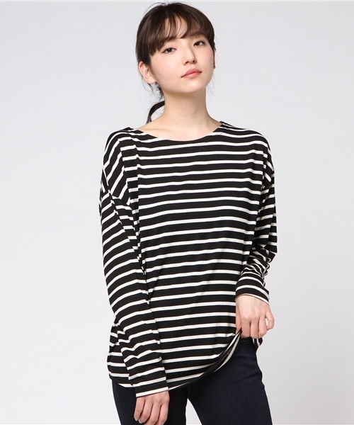 Re:EDIT（リエディ）の「[ワードローブの主役に！]オーバーサイズベーシックカットソートップス/カットソー・Tシャツ[リエディ]（Tシャツ/カットソー・レディース・ホワイト/カーキオリーブ/ブラック×ホワイト/ブラック/ベビーピンク/ホワイト×ブラック/サンドベージュ・LARGE/MEDIUM）」の5枚目の写真