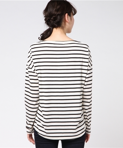 Re:EDIT（リエディ）の「[ワードローブの主役に！]オーバーサイズベーシックカットソートップス/カットソー・Tシャツ[リエディ]（Tシャツ/カットソー・レディース・ホワイト/カーキオリーブ/ブラック×ホワイト/ブラック/ベビーピンク/ホワイト×ブラック/サンドベージュ・LARGE/MEDIUM）」の10枚目の写真