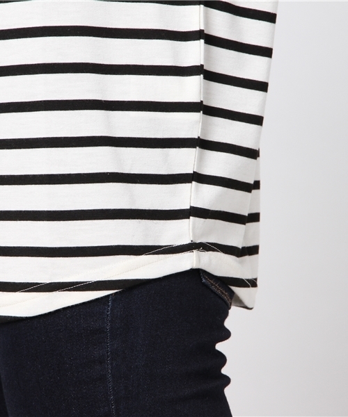 Re:EDIT（リエディ）の「[ワードローブの主役に！]オーバーサイズベーシックカットソートップス/カットソー・Tシャツ[リエディ]（Tシャツ/カットソー・レディース・ホワイト/カーキオリーブ/ブラック×ホワイト/ブラック/ベビーピンク/ホワイト×ブラック/サンドベージュ・LARGE/MEDIUM）」の13枚目の写真