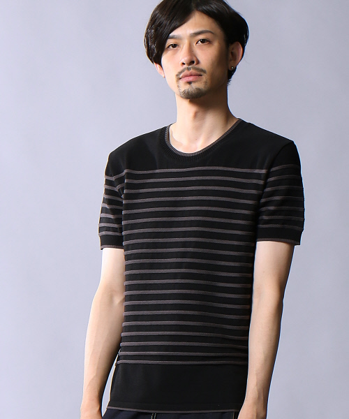 5351 POUR LES HOMMES(ゴーサンゴーイチプールオム)の「スレッドボーダーTシャツ(Tシャツ/カットソー・メンズ・ブラック/ホワイト×ブラック・46/48/44)」の6枚目の写真