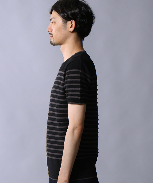 5351 POUR LES HOMMES(ゴーサンゴーイチプールオム)の「スレッドボーダーTシャツ(Tシャツ/カットソー・メンズ・ブラック/ホワイト×ブラック・46/48/44)」の7枚目の写真
