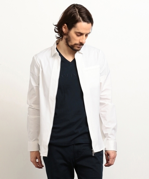 ARMANI EXCHANGE(アルマーニエクスチェンジ)の「【AXアルマーニ エクスチェンジ】ジップアップ スリムシャツ(シャツ/ブラウス・メンズ・ホワイト/ブラック・LARGE/MEDIUM/SMALL/X-SMALL/X-LARGE)」の1枚目の写真